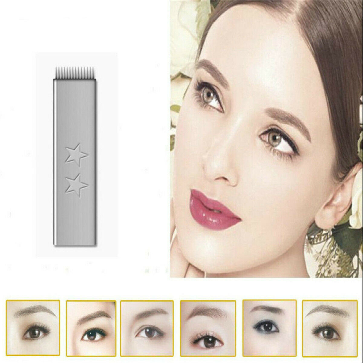 2pcs Permanent Makeup Microblading Blades Semi Hit Eyebrow Tattoo 14 Needle