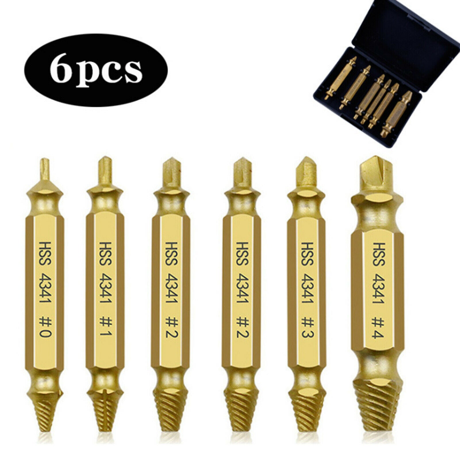 6Pcs Damaged Screws Extractor Drill Bits Set Tool Broken Bolt Remover Speed Out
