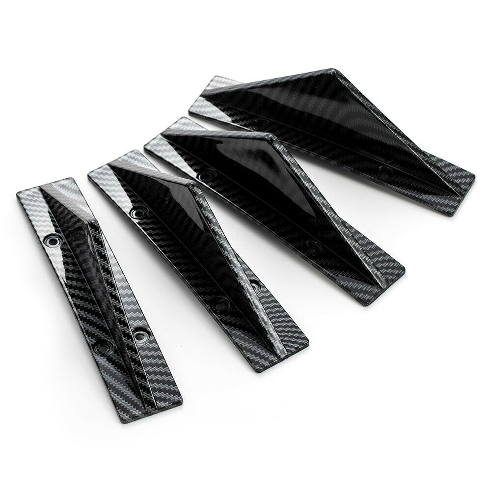 4x Universal Car Rear Bumper Carbon Fiber Diffuser Fin Spoiler Lip Wing Splitter