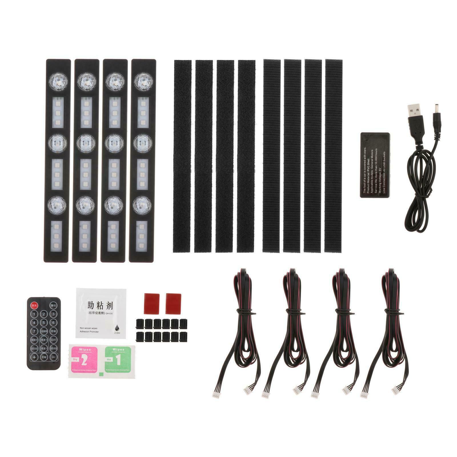 Car Interior Atmosphere LED USB Remote Control Lighting RGB + Bright Light