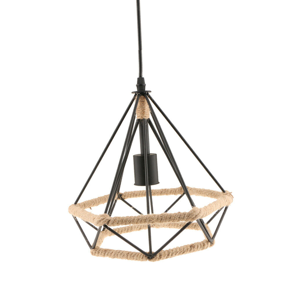 Diamond Shaped Iron Hanging Lamp Shade Ceiling Lamp Shade E27 Bulb Art Decor