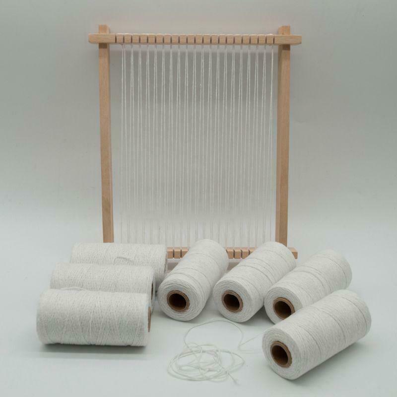 2 Roll 1mm White Pure Cotton Loom Warp Thread Yarn for Weaving Carpet Tapestry
