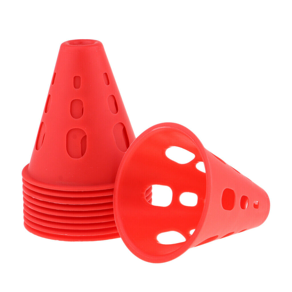 2X  10pcs Plastic Windproof Roadblock Sport Training Traffic Road Cones Red
