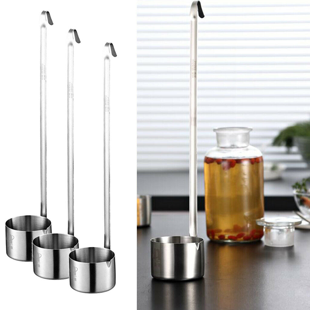 3pcs Wine Dipper Beer Pouring Measure Spoon Hanging Sauce Ladle 50ml