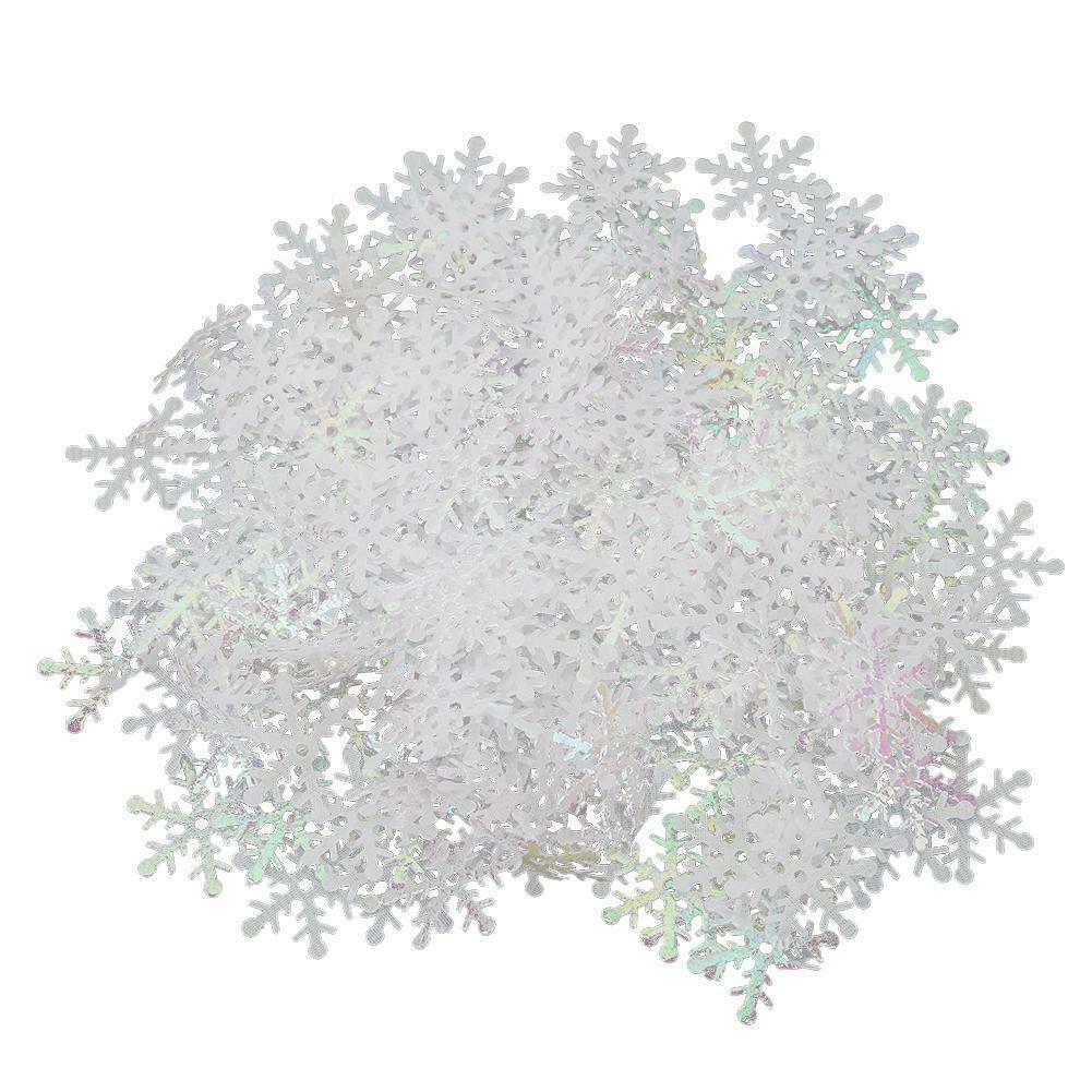 200pcs 3cm Christmas Tree White Plastic Snowflakes Party Home Desk Decor @