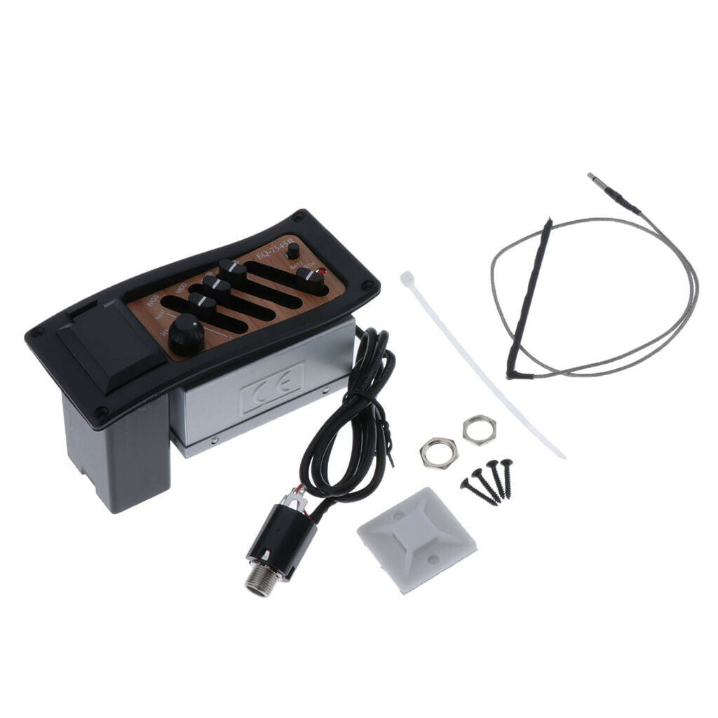 4 Band EQ Acoustic Guitars Preamp Piezo Pickup PRES Bass Middle Treble Control
