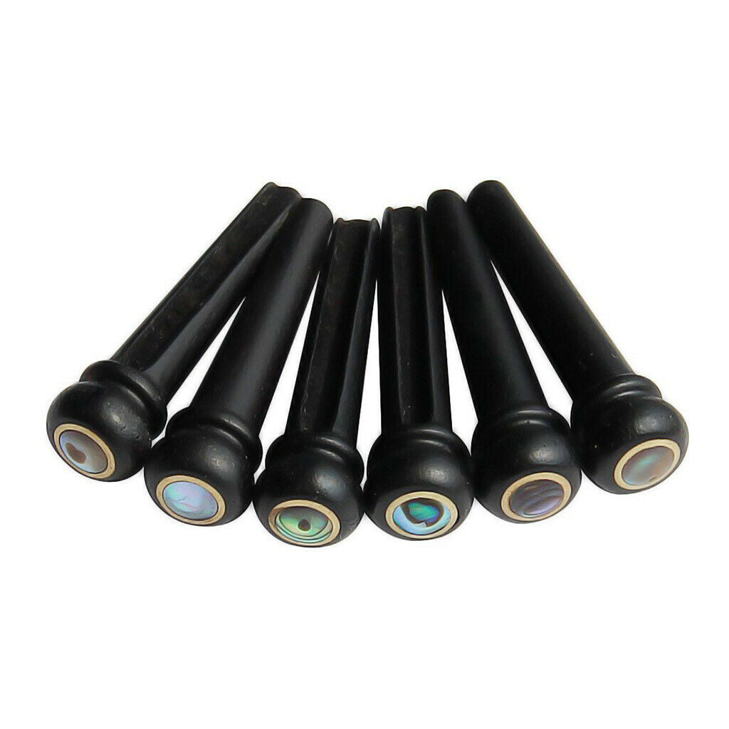 6Pcs Ebony Bridge Pins Peg+Cattle Slotted Saddle Nut Set for Acoustic Guitar