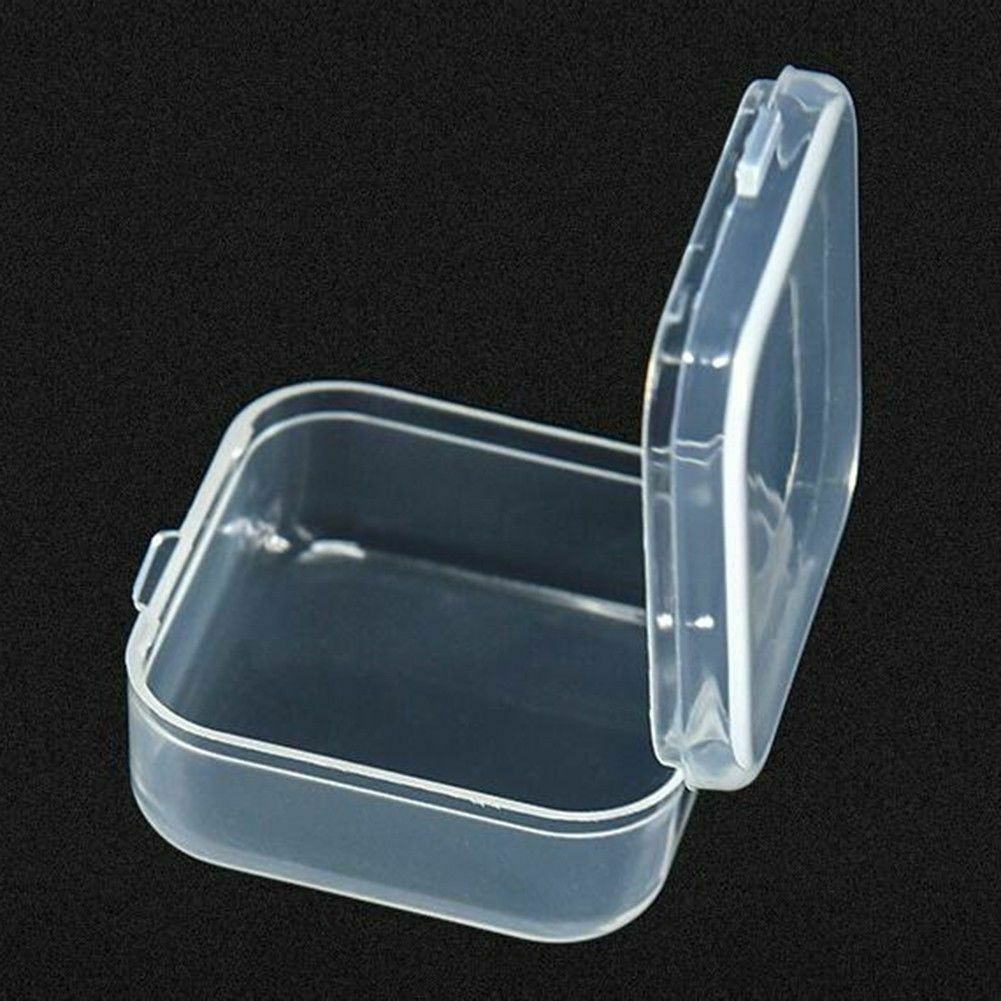Mini Clear Plastic Small Box Hook Jewelry Earplugs Storage Container Case 10Pcs