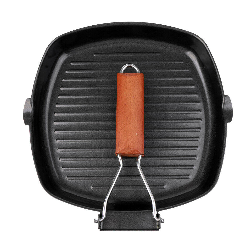 Outdoor Camping BBQ Portable Folding Frying & Grill Non-stick Iron Pan