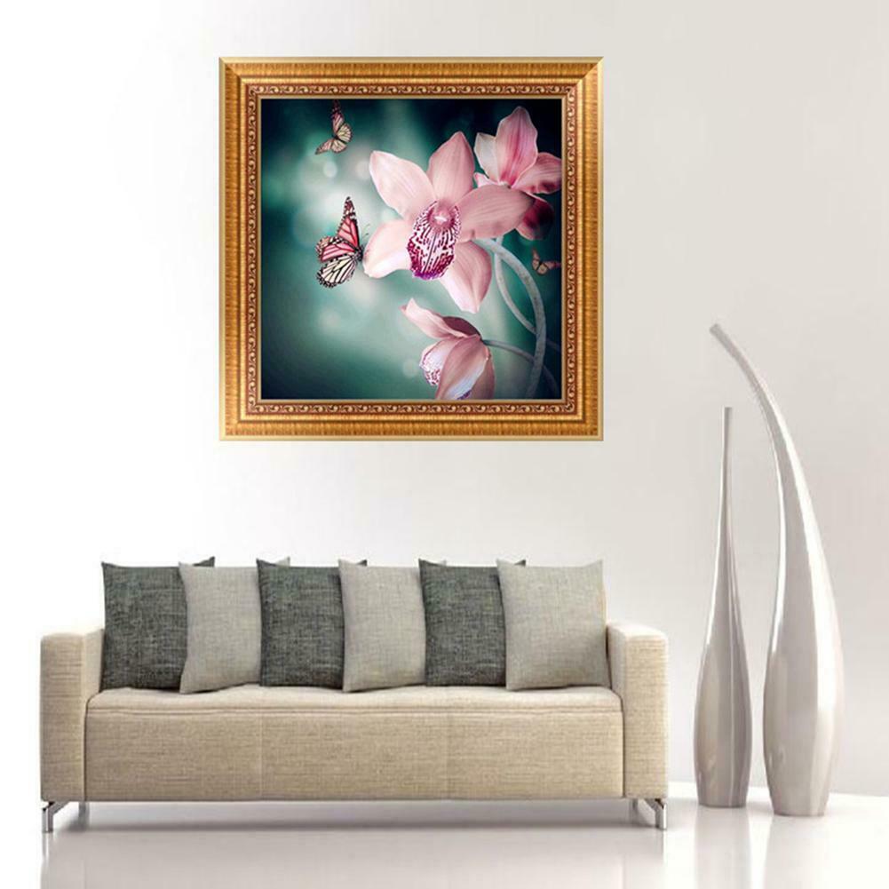 5D Diamond Painting Orchid Flower Embroidery Cross Stitch Craft Home Decor @