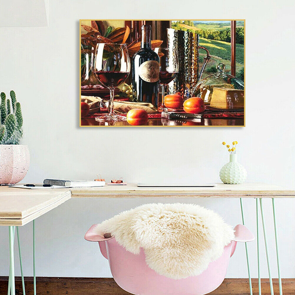 50x40cm Diamond Painting Kits Full Square Red Wine 5D DIY Room Home Decor @