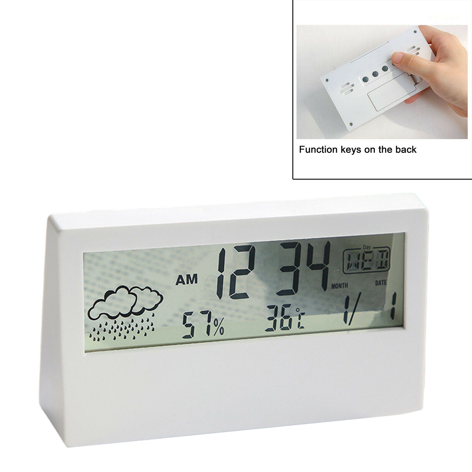 Compact Digital Clock Thermometer Alarm Clock Battery Operated for Home