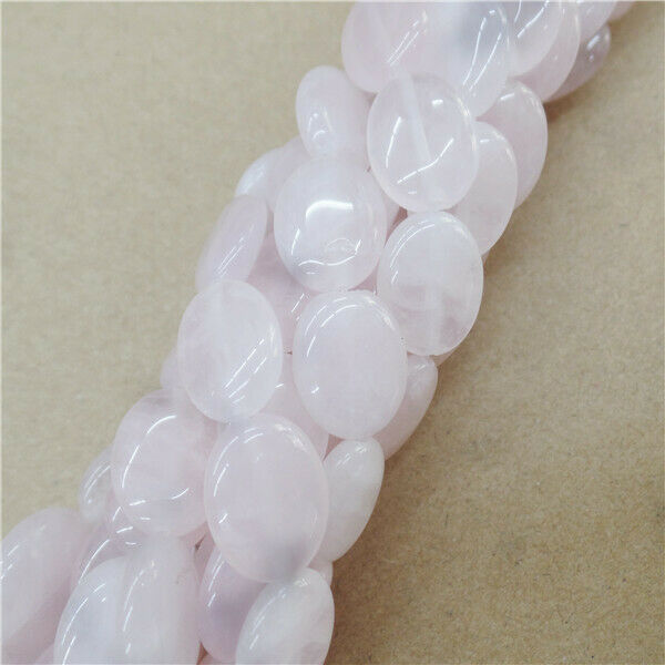 1 Strand 15x12x5mm Natural Rose Quartz Oval Spacer Loose Beads 15.5inch HH9088