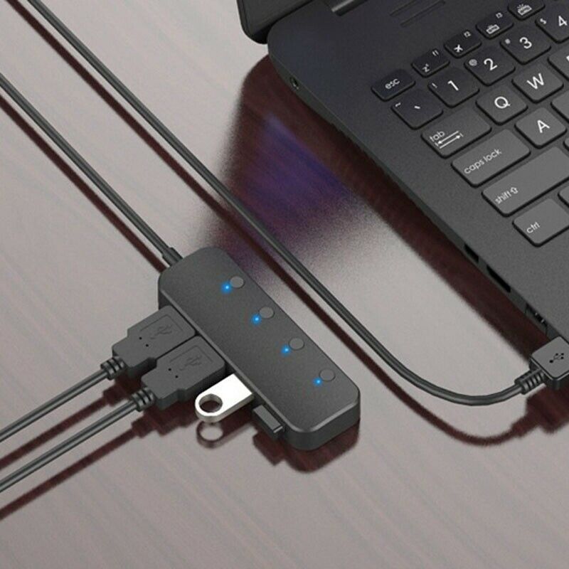 USB 3.0 Hub 4 Port USB Distributor Data Hub with Independent Switch and IndiM2I3
