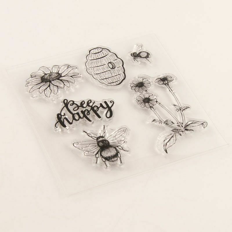 Happy Bee Flower Silicone Clear Stamp Seal DIY Scrapbook Photo Album Paper Card