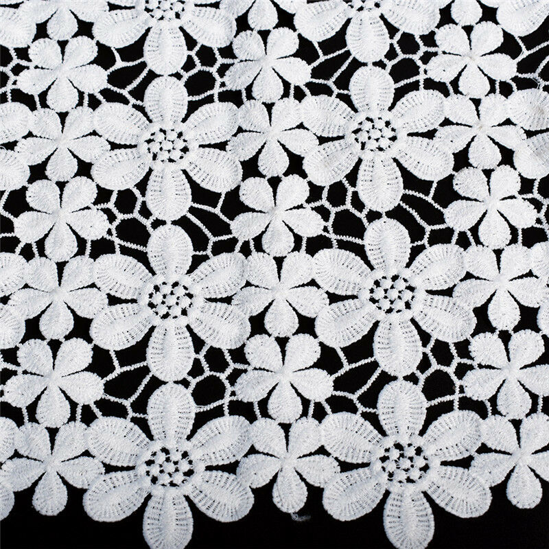 2 Yards Wide Embroidered White Elastic Lace Trims Ribbon Fabric Sewing Supplies