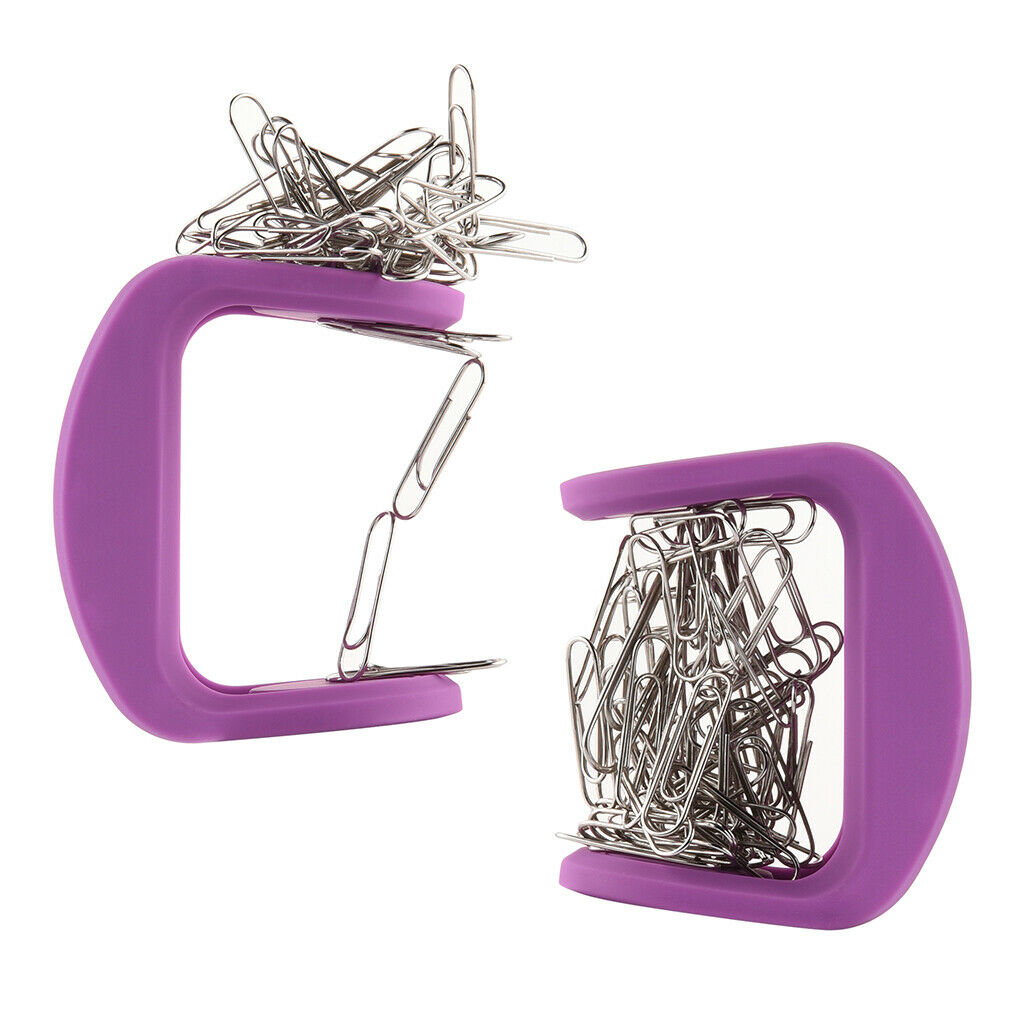 Magnetic Silicone Paper Clip Swinging Holder Office Desk Organizer Purple