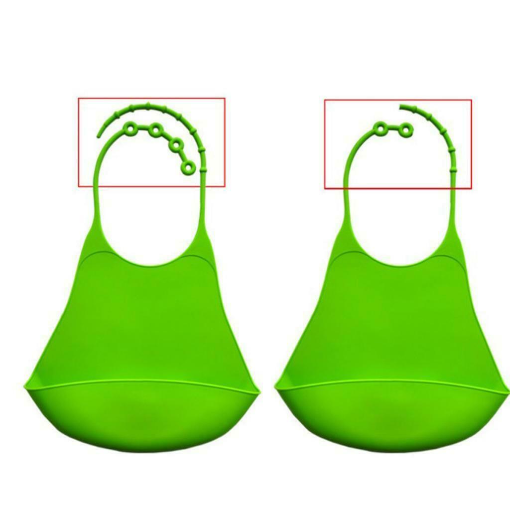 2Pcs Silicone Bib Reusable Clothing Protector Waterproof Food Catcher Pocket