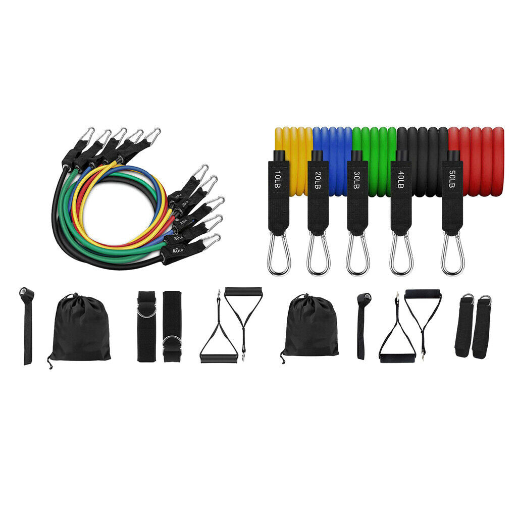 11 Pieces Exercise Bands Set with Handles Workout Bands Gym Physical Therapy