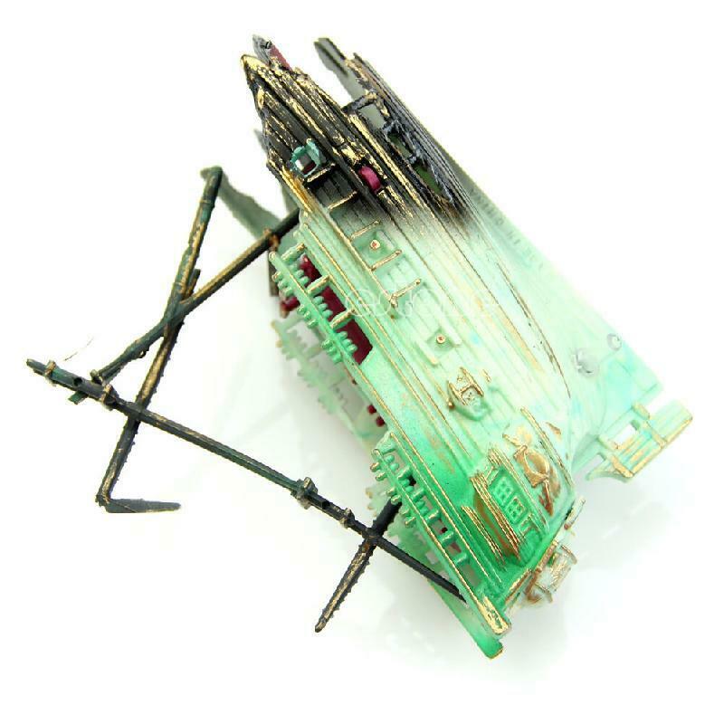Aquarium Wreck Boat Sunk Ship Air Split Shipwreck Ornament Fish Tank Cave Decor