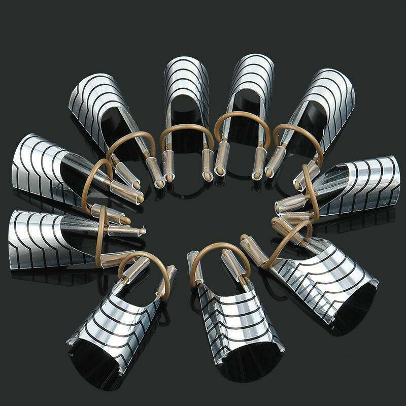 10x Reusable Forms UV Gel Acrylic French Nail Art Tips Extension Guide DIY Tools