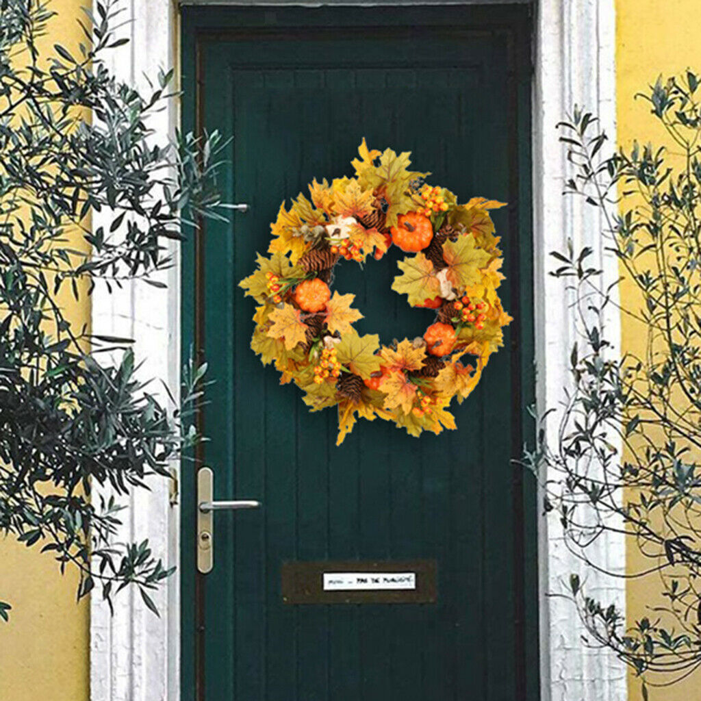 Autumn Wreath Pumpkin Pine Cone Garland Front Door Thanksgiving Indoor Gift