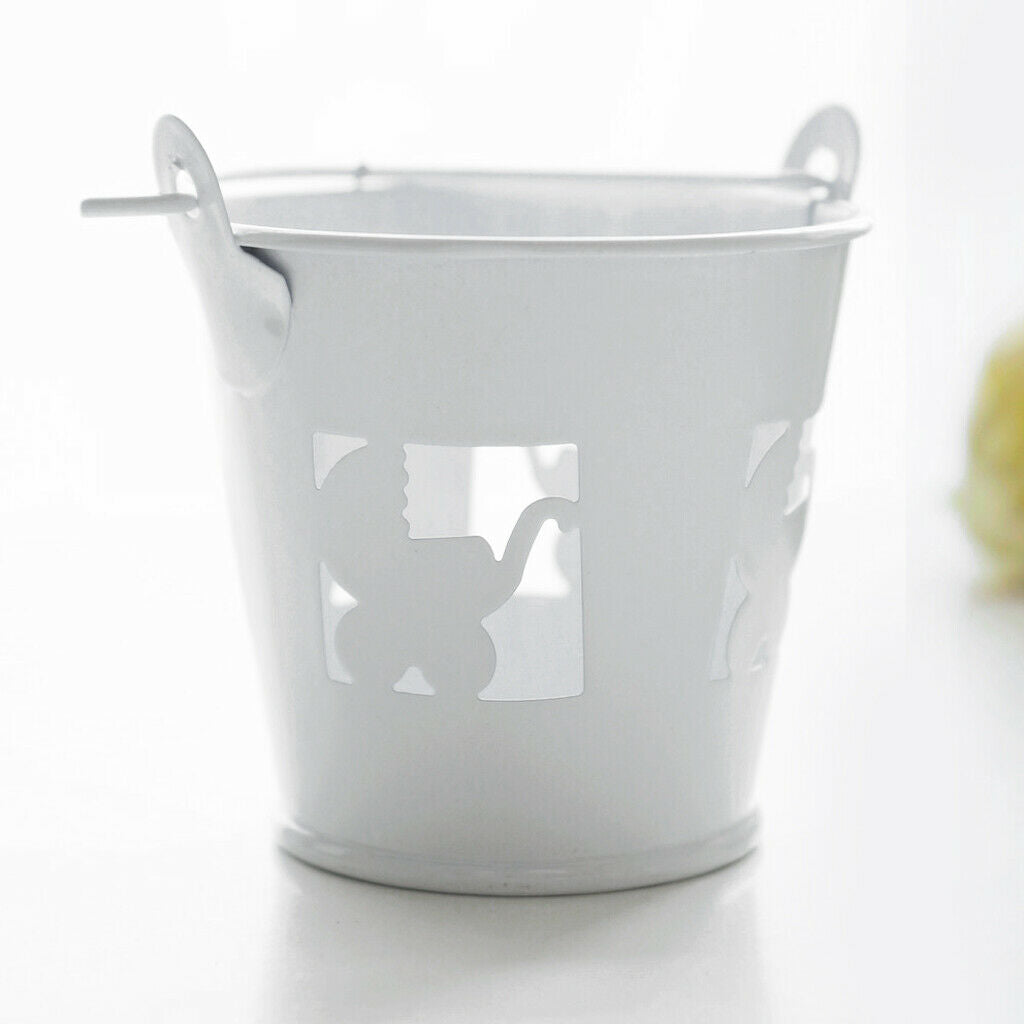 4pcs/set White Mini Metal Iron Buckets Pail Style Gift Box DIY Party Decor