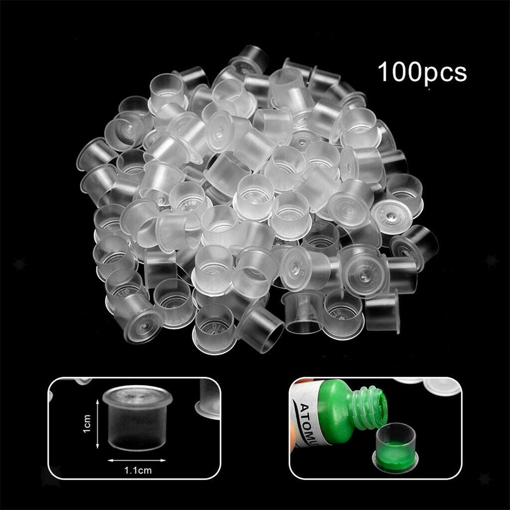 100 Pieces Disposable Clear Tattoo Microblading Ink Pigment Glue Cups 10mm