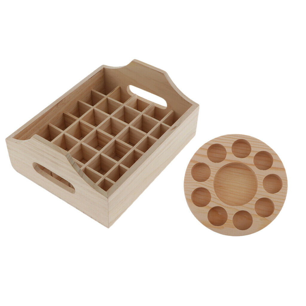 40 Slots Natural Wooden Essential Oil Storage Rack Holder Makeup Shelf Show