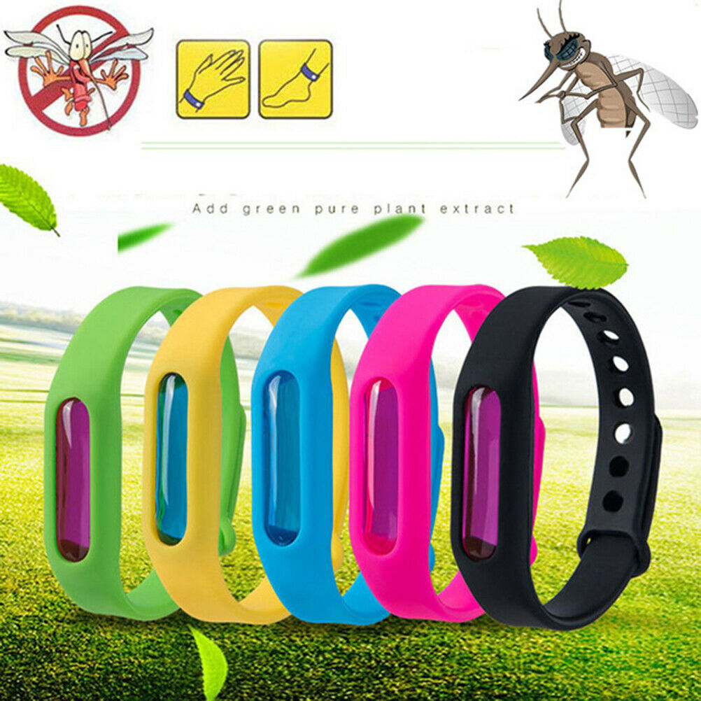 5pcs Anti Mosquito Insect & Bug Repellent Bracelet Bands Silicone Wristband g NC