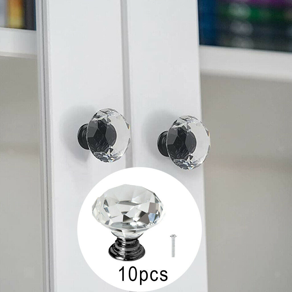 10pcs Clear Crystal Diamond Drawer Knobs Shining Cabinet Door Handles Grips