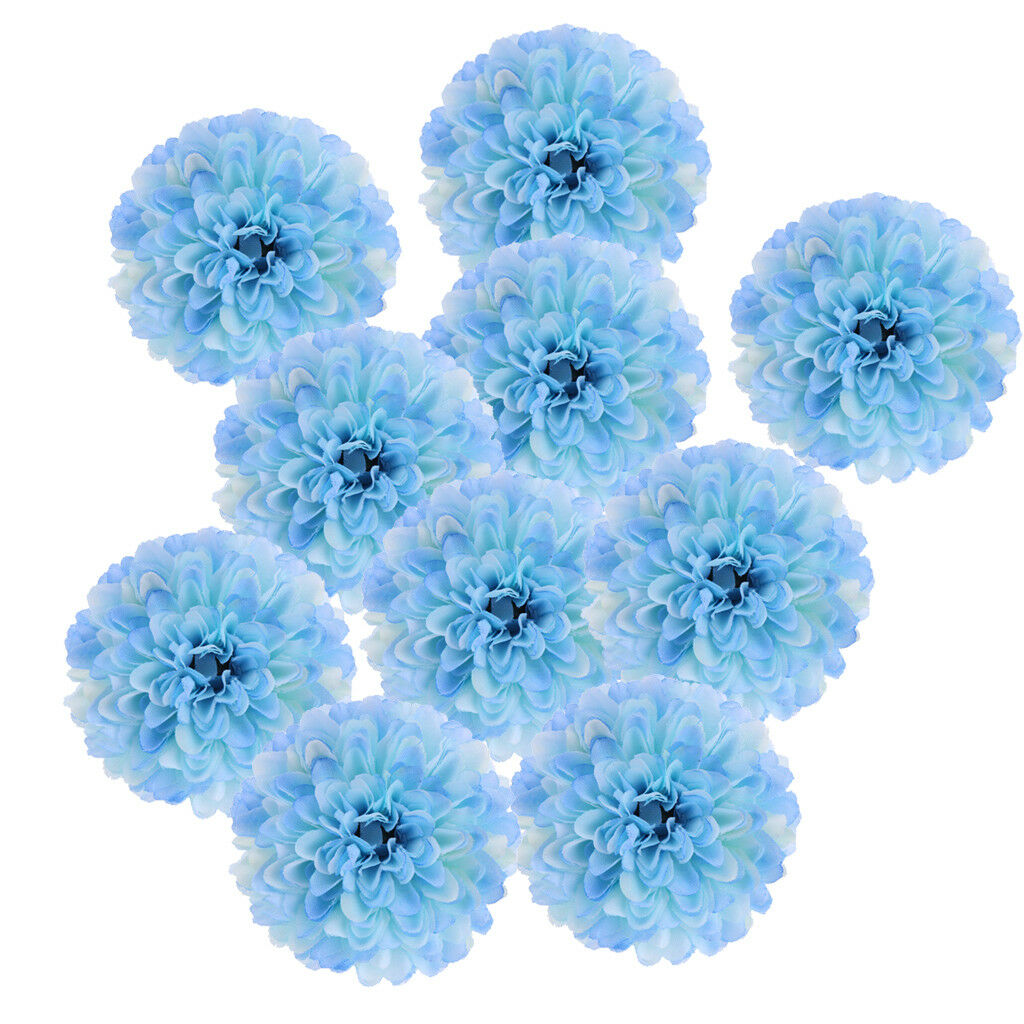 10pcs Silk Chrysanthemum Heads Artificial Flower Wedding Bouquet Light Blue