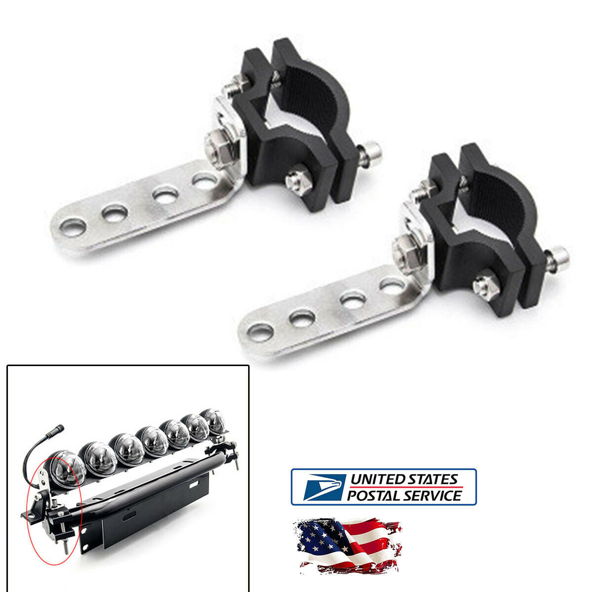 2PCS Stainless Steel Lamp Clamp Holder For Motorcycle Headlight Car Work Light