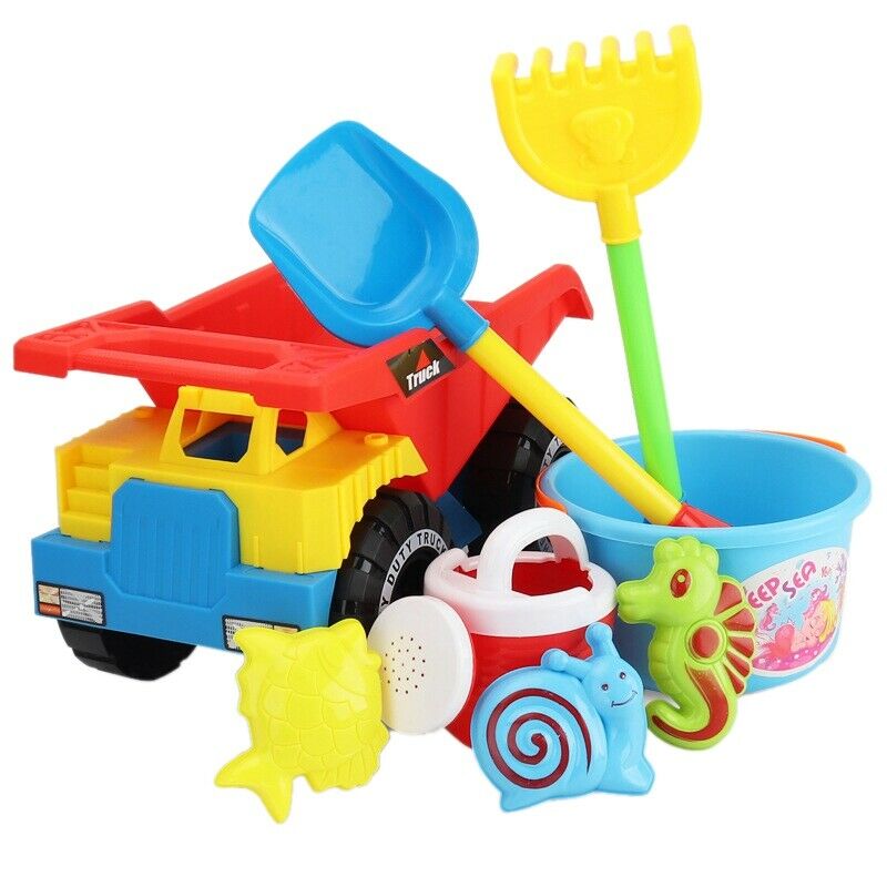 Kids Beach Sand Toys Set Sand Truck Bucket Shovels Rakes Tool Kit Sea AnimalW9T1