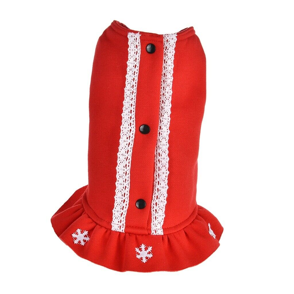 Snow Flake Pattern Puppy Warm Jacket Dogs Costume Teddy Dress Clothing Red S