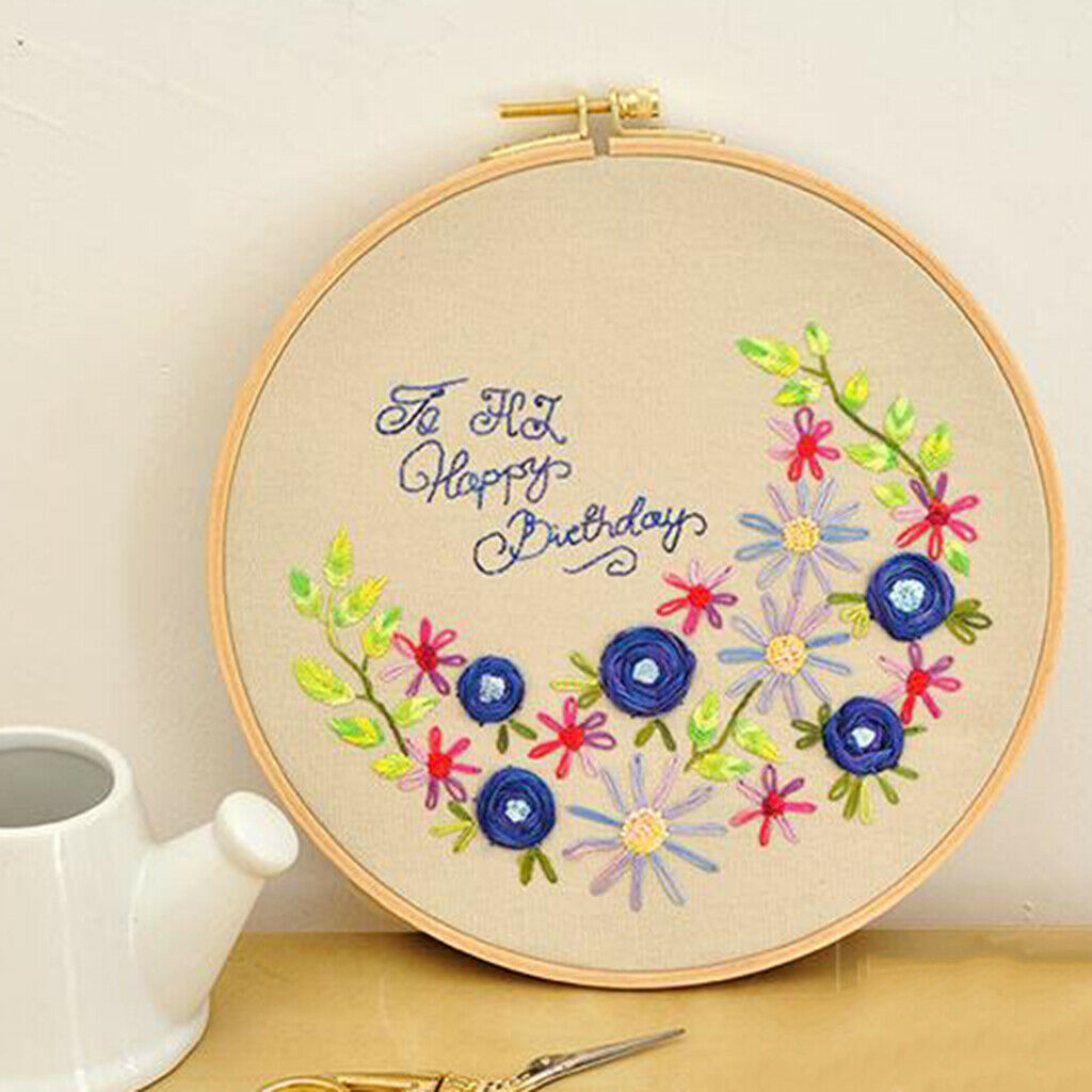 Round DIY Wooden Embroidery Hoop Kit Tapestry Circle Stitch Hoop Ring with Screw