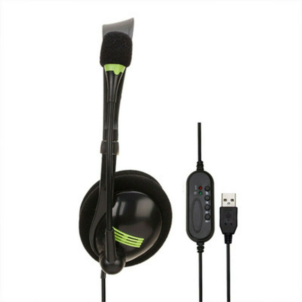Mic USB Wired Headphones Office Headset Earphone For PC Laptop Phone Call