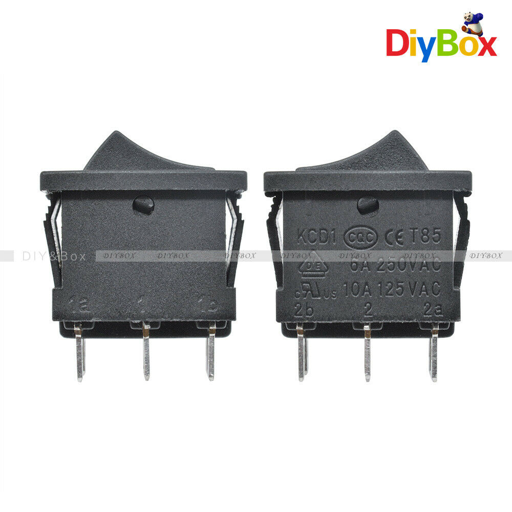 5PCS  AC 6A/250V 10A/125V 6Pin DPDT ON-OFF-ON 3 Position Snap Boat Rocker Switch