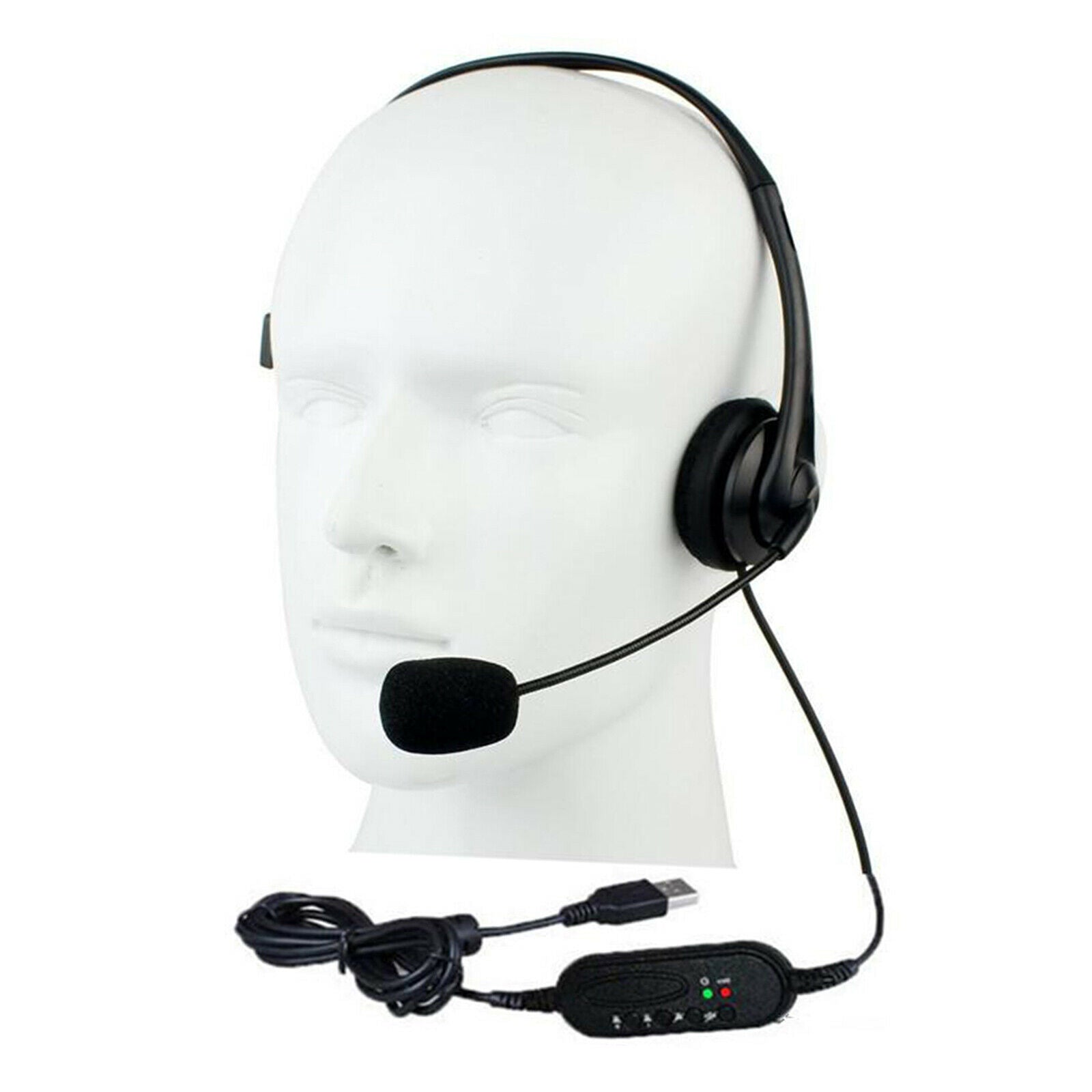 USB Headset with Noise Cancelling Microphone and Adjustable Volume Control for