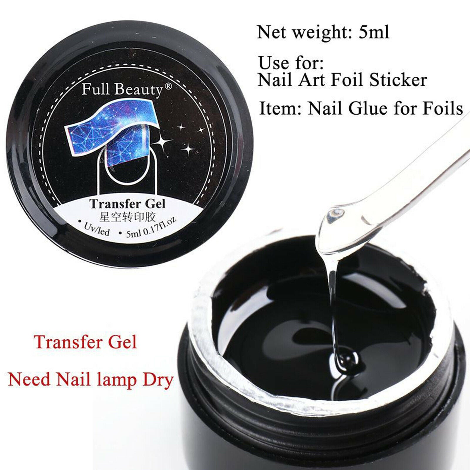 5ml Nail Art Foil Transfer Gel New Year UV LED Nail Art Design Adhesive Glue