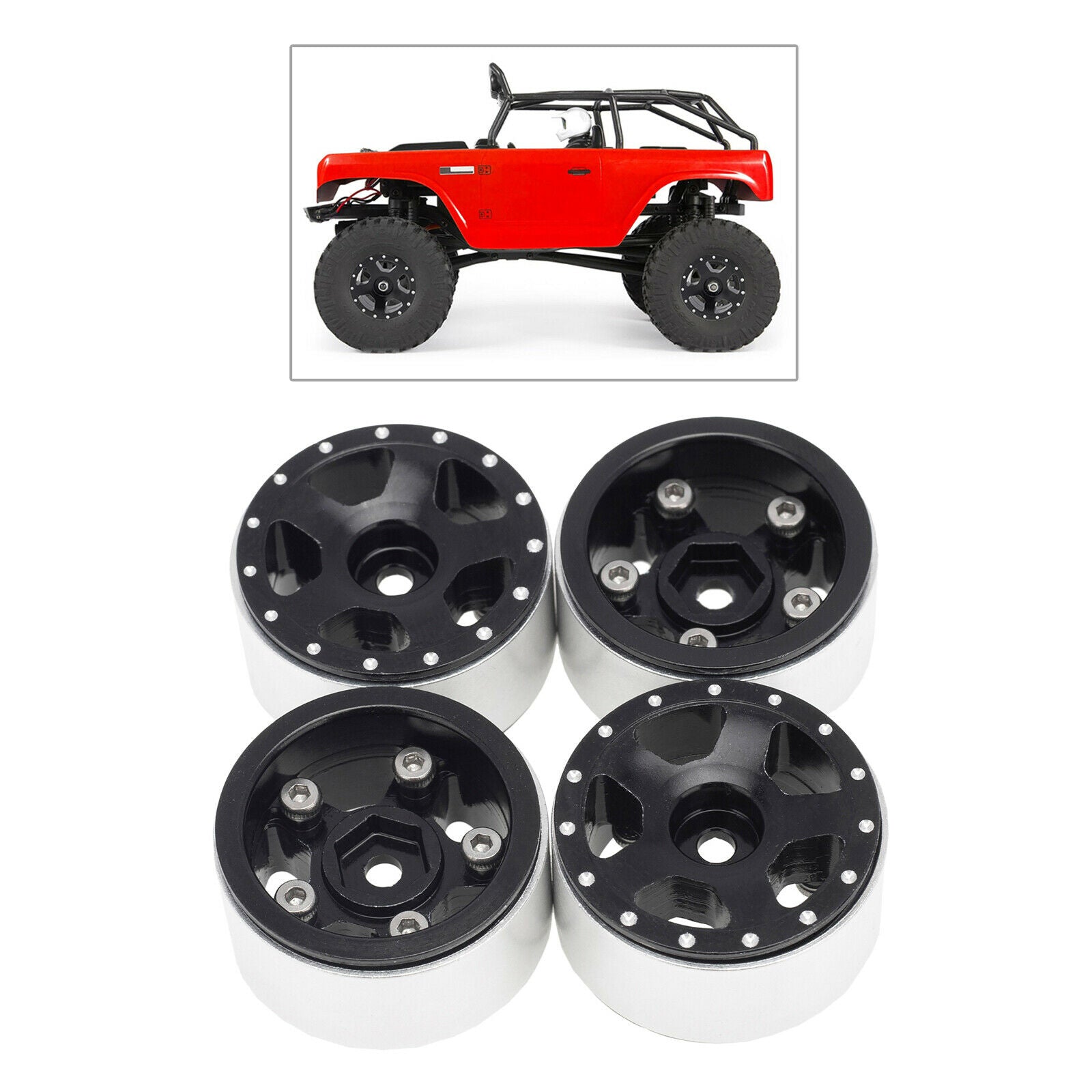 Set 4 RC Trunk Hub Wheel Rim for 1/24Axial SCX24 90081 SCX24 Replace Black