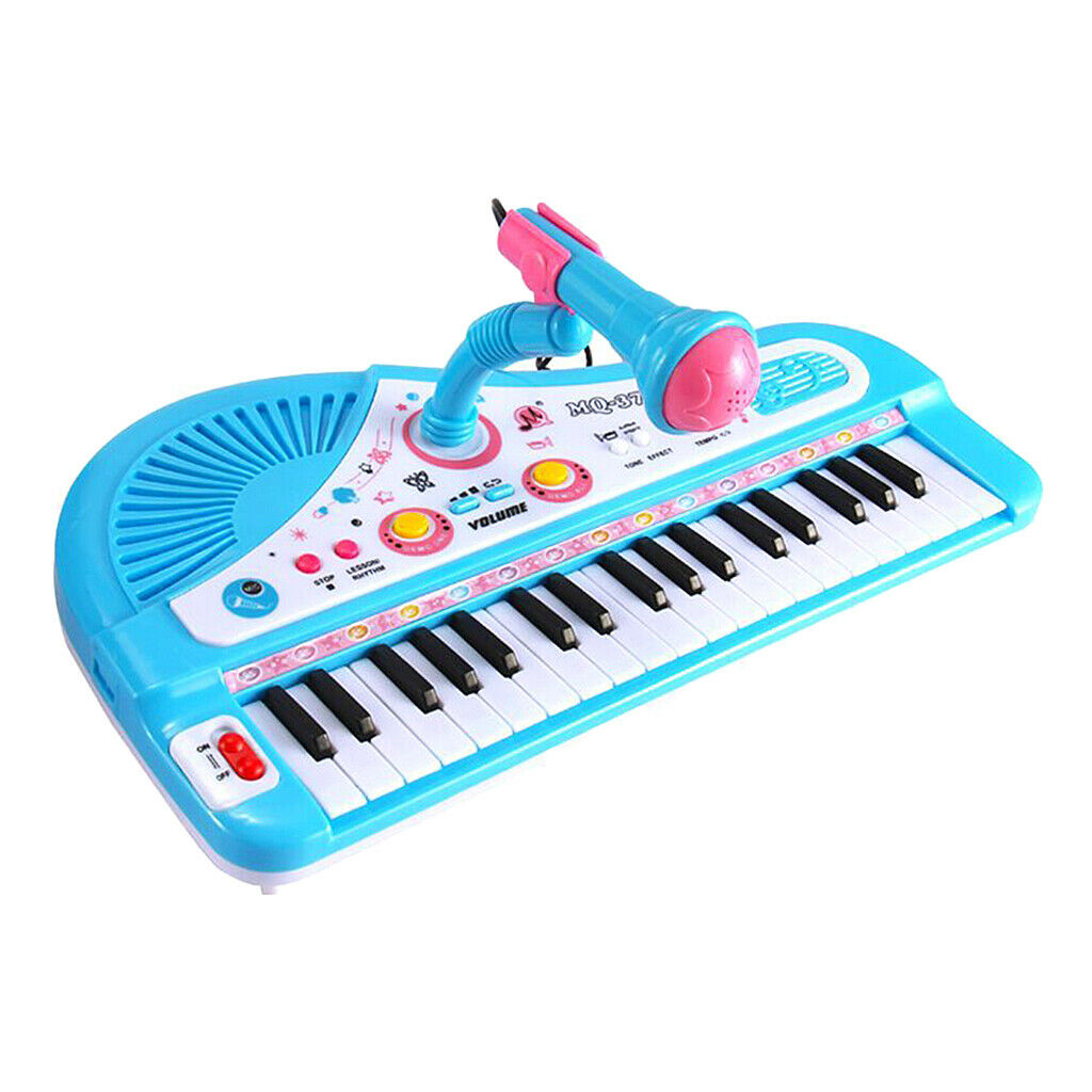 Electronic Organ Musical Instrument 37 Keys Keyboard w/ for Microphone Toddlers,