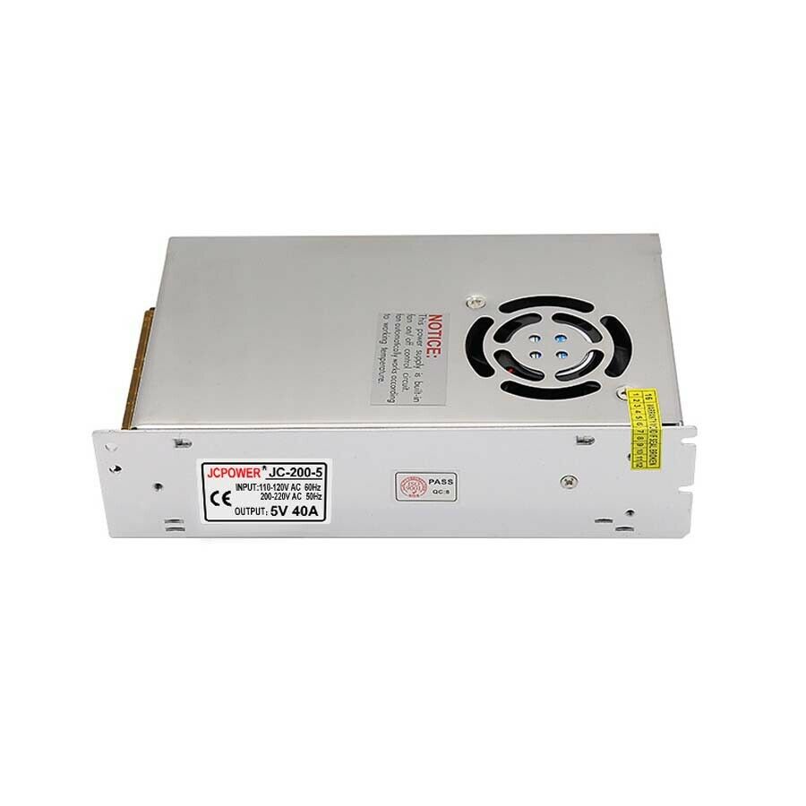5V 40A 200W Regulated Switching Power Supply Display Screen PSU DC Built-in Fan