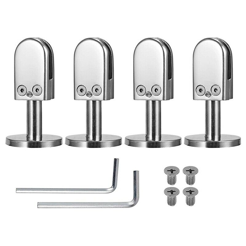 4 PCS Glass Clamps 304 Glass Bracket Adjustable Glass Clip 8mm Glass Shelf CP3L1