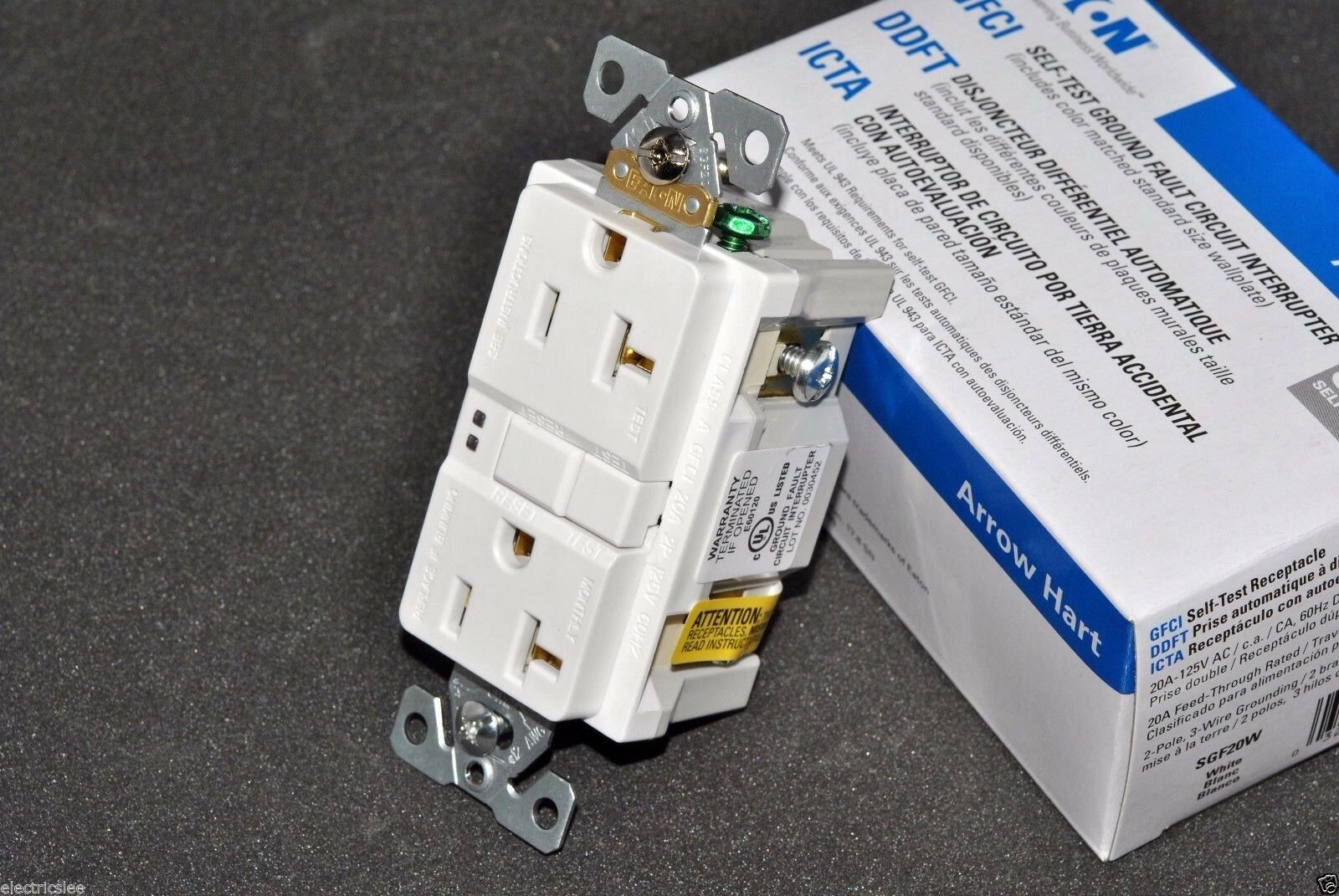 1pcs - COOPER SGF20W Self-Test GFCI Duplex Receptacle 20A-125V NEMA5-20