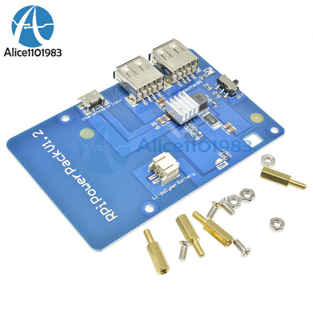 Dual Usb Output Lithium Battery Powerpack Expansion Board for Raspberry Pi3