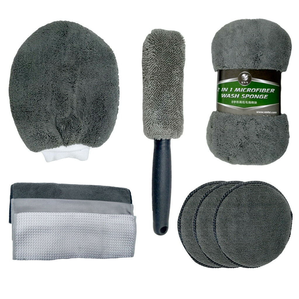 9in1 Car Cleaning kit Supplies Cleaning Mitt Sponge Block Tire Brush Set