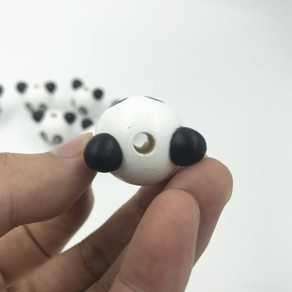 10pcs Wooden Round panda Loose Beads Beaded Baby Pacifier Clip making