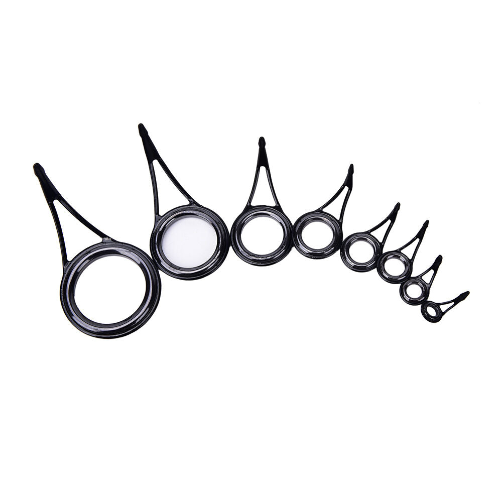 8pcs 8 Size Fishing Rod Guide Tip Top Ring Circle Pole Repair Kit Set Fishing BD