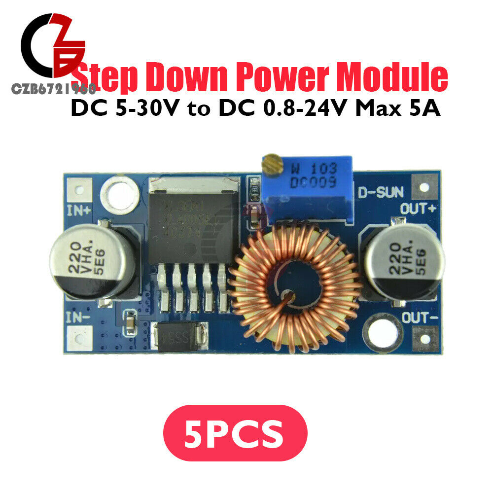 5PCS DC-DC 5A Step Down Adjustable Power Supply Module LED Lithium Charger board
